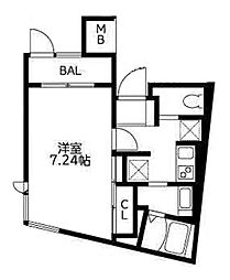 ソレール 1階1Kの間取り