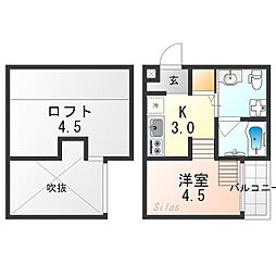 キーファー ワンルームの間取図画像