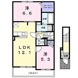 スター池部2 2LDKの間取図画像