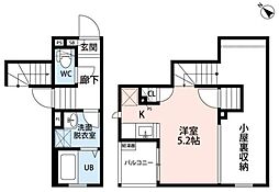 CB北柏ウイング 1Kの間取図画像