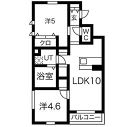 エスポワール 2LDKの間取図画像