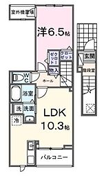 ヒカルサ梅島 2階1LDKの間取り