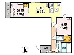 セレスティア東向島 1階2LDKの間取り