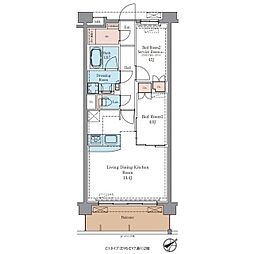 ラグゼナ平井ノース 3階2LDKの間取り