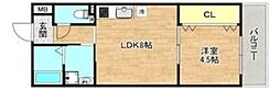 レジデンスコート橋本 1LDKの間取図画像