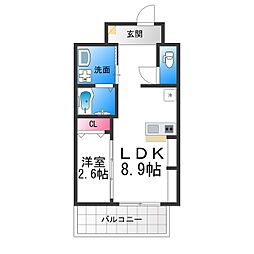 ジーイーオンズ 3階1LDKの間取り