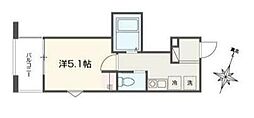 MELLAS矢部II 1Kの間取図画像