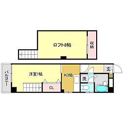 アメニティハイツ 1Kの間取図画像