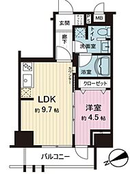 シティインデックス池袋 2階1LDKの間取り