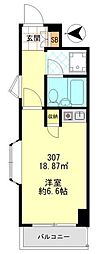 品川大井町スカイレジテル ワンルームの間取図画像