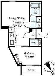 GRADUS八千代台VI 2階1LDKの間取り