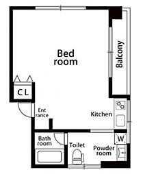 第7眞市マンション ワンルームの間取図画像