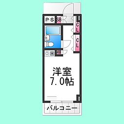 メゾンエルム 4階ワンルームの間取り