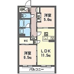 グランシャリオ 2LDKの間取図画像