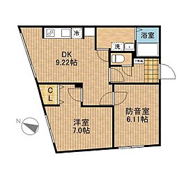 ＲＡＳＩＣＬＡＳ ＣＡＰＩＴＡＬ3 3階2DKの間取り
