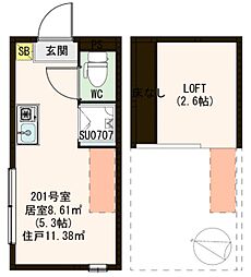 グランシエロ新高円寺 ワンルームの間取図画像