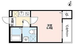 グランクオーレ武蔵浦和 1Kの間取図画像