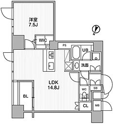 東神田テラスレジデンス 10階1LDKの間取り