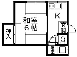 ときわコーポ 1Kの間取図画像