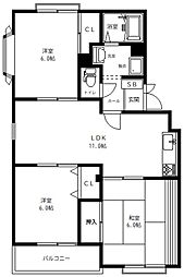 サンコーレジデンスC 3LDKの間取図画像