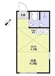 ユナイト上星川ポールパイアチェック ワンルームの間取図画像