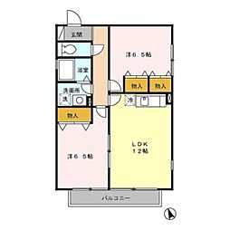 アーバンハイムD 2LDKの間取図画像