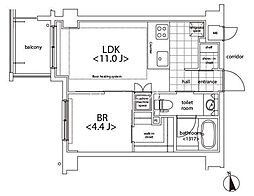カスタリア麻布十番 1LDKの間取図画像