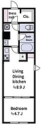 アラート杉並堀ノ内 1LDKの間取図画像