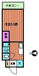 ハニーコーポ竹下 1Kの間取図画像