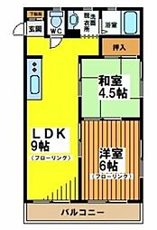 かぶら浜田山 2階2LDKの間取り