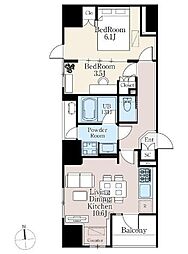 ザ・ライオンズフォーシア町屋 6階2LDKの間取り