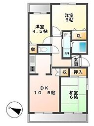 花見川ガーデンハイツ 3DKの間取図画像