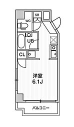 コスモリード人形町 7階1Kの間取り