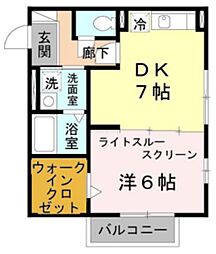 ビアンコ　フォレスタ 1階1DKの間取り