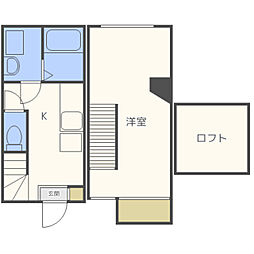ウッドビレッジＩＩＩ 1階1Kの間取り