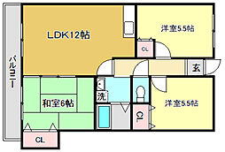 パルクデハギ 3LDKの間取図画像