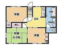 エスポワールヤマザキ 3DKの間取図画像