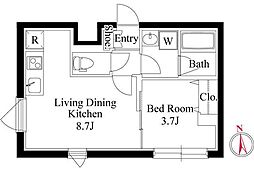 新宿区大久保2丁目マンション 1LDKの間取図画像