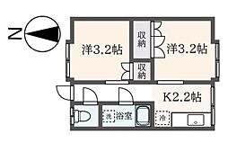 コーポ千代荘 2Kの間取図画像