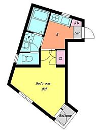 Supreme Hills 2階1Kの間取り