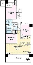 パークシティ高田馬場 6階3LDKの間取り