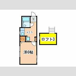 ユニティ経堂 2階1Kの間取り