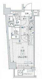 リライア東京イーストレジデンス 2階1Kの間取り