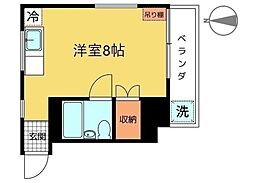 JJハウス伍番館 ワンルームの間取図画像