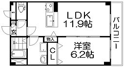 アンプルールフュール兒島 1LDKの間取図画像