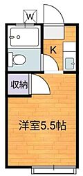 田中アパート 2階1Kの間取り