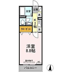 フラッツ西落合 1階1Kの間取り