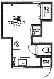 田中荘 2階ワンルームの間取り
