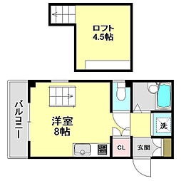 エトワール鴨部2 ワンルームの間取図画像