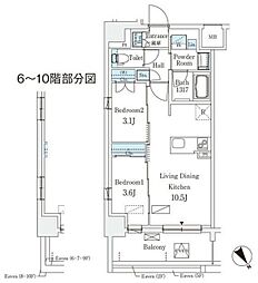 エル・セレーノ横浜 2LDKの間取図画像
